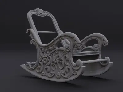 Rocking chair in classic style   for CNC manufacturing STL 3D print model