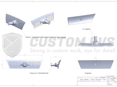 Tesla Model Y Rear Tow Hook Cover - EU Version 2020-2023 3D print model