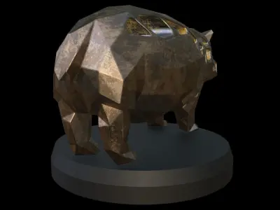 Steampunk Hippo Low-poly 3D model