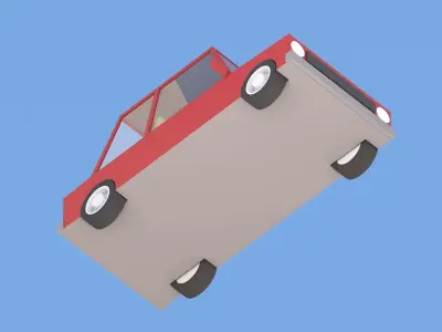 Cartoon Low Poly Car Sedan Low-poly 3D model