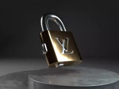LV Padlock Glass-Platinum-Gold Materials 3D print model