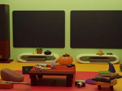 livingroom living room with hanging chairs 3D model