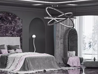 purple bedroom 3D model