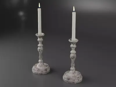 Old worn candlestick 3D model