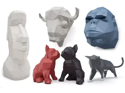 Origami Sculpture Animals Collection Marokka 3D model