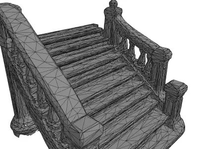 Elegant White and Gold Staircase Low-poly 3D model