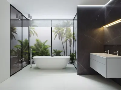 Bathroom modern with walls and bathtub 3D model