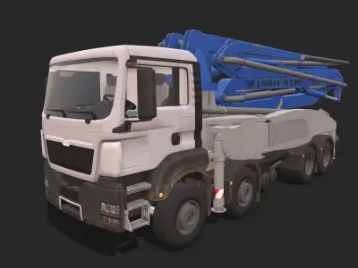Concrete pump Low-poly 3D model