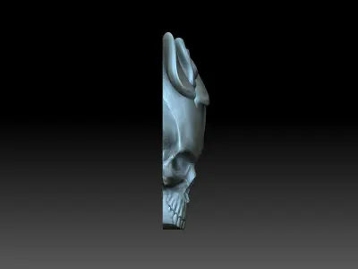 Bas-relief skull with a rose 3D print model