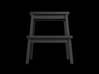Black Metal Step Stool Low-poly 3D model