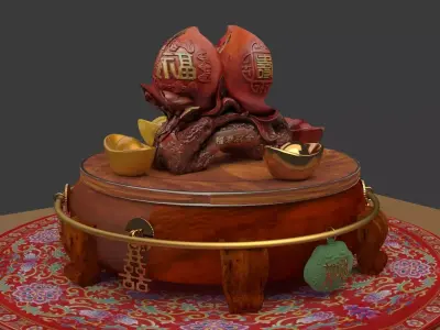 Chinese  wooden peach  3D model