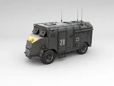 Low Poly AEC Dorchester Armoured Command Vehicle Low-poly 3D model