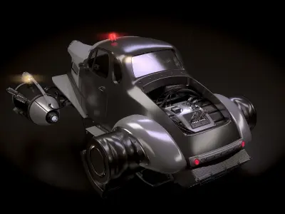 Retro futurustic car 3D model