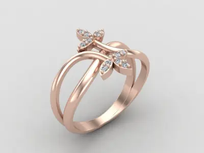 Minimal Flower diamond ring 149-MW 3D print model
