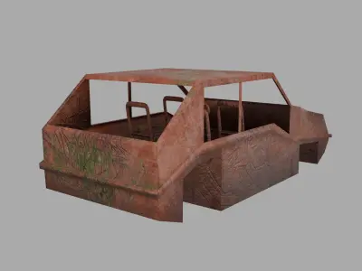 Rust Car post Car Low-poly car Free low-poly 3D model