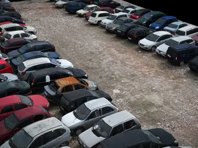 cars abandoned parking terrain closeup part3 drone scan Low-poly 3D model