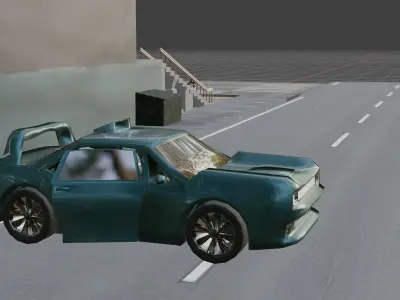 Game low poly obj car street Low-poly 3D model