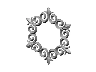 Hexagonal  floral decoration element relief 3D print model