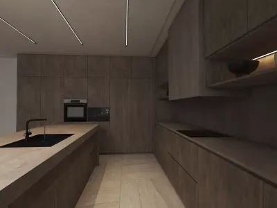modern kitchen Low-poly 3D model