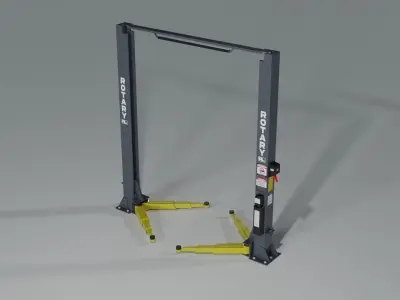 Low Poly Two Post Car Lift for Automotive Garage Low-poly 3D model