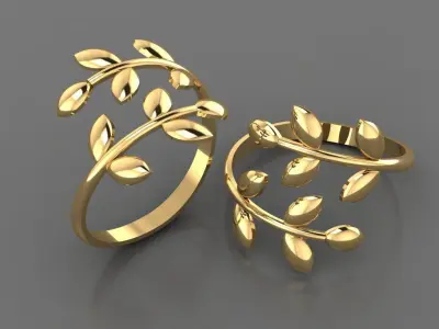 Olive Leaf Ring 16 -  3D print model