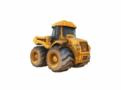 Construction Track Cartoon Bulldozer  High Render 3D model