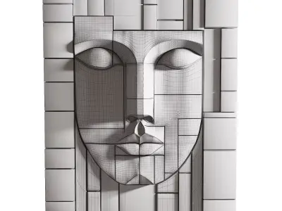Face Sculpture Wall Art Frame Low-poly 3D model
