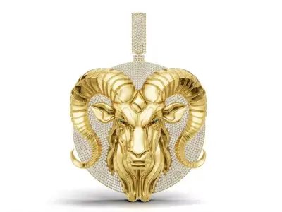 Luxury goat face Pendant  3D print model