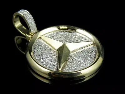 Mercedes Benz Amg Logo Pendant with diamonds 3D model 3D print model