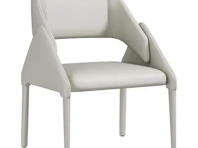  Modern White Faux Leather Dining Chair 3D model