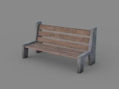 Sculptures and bench for urban decoration Free low-poly 3D model