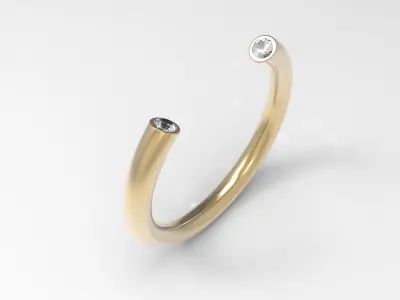 Open Ring with Two Round Stones Free 3D print model