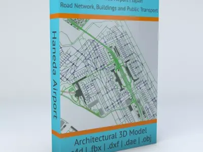 Tokyo Haneda HND Airport Roads Buildings and Public Transport 3D model