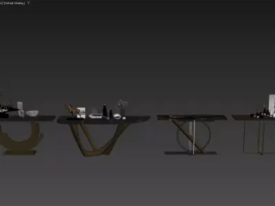 Modern Console Tables with Sculptural Metallic Bases 3D model