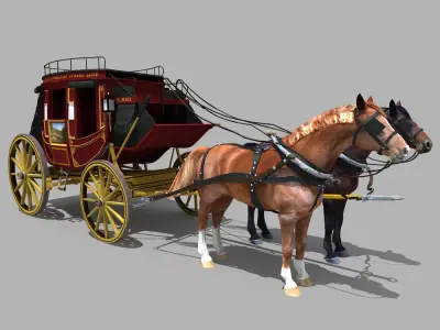 Horse and Carriage 01 3D model