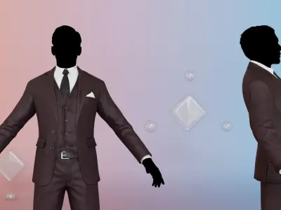 Men Pans with Shirt Blazer and Shoes Vest Burgundy Low-poly 3D model