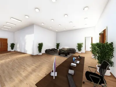 office modern bathroom with marble floors and walls 3D model