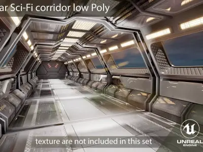 Modular Sci-Fi corridor vol 1 no texture  Low-poly 3D model
