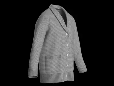 Male knit raglan cardigan 3D model