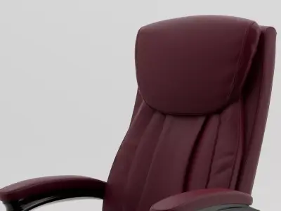  Luxury Burgundy Leather Executive Office Chair PBR 3D Model 3D model