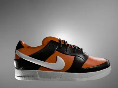 Realistic 3D Sport Sneaker with Black and Red Low-poly 3D model