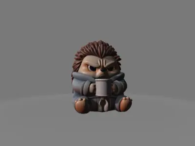 Angry Hedgehog in Pajamas Mini Grumpy Morning Statue 3D print model