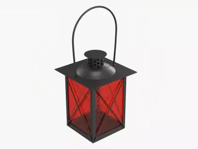 Metal lantern with windows and handle 3D model