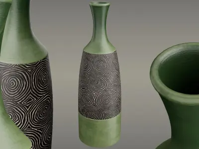 Decorative Pots Low-poly 3D model