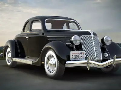 1930s Generic Coupe Car Black 3D model