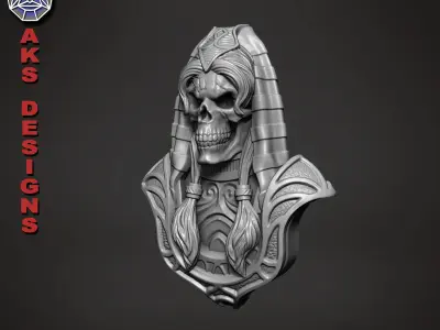 Egyptian women girl skull v1 Bas relief wall decoration 3D print model