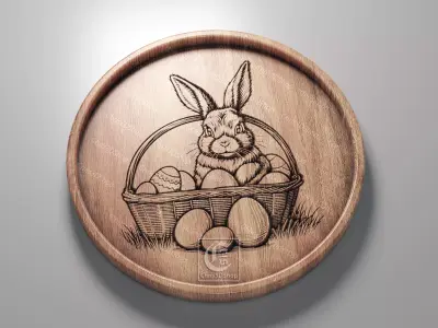 Easter Bunny Tray 3 - Digital Files for CNC Router 3D model