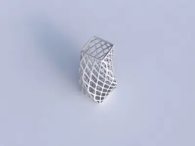 Vase twisted quadratic with diagonal grid lattice 3D print model