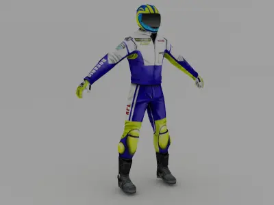 Snowmobilbiker motorcyclist in racing suit 3D model