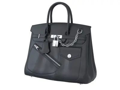Hermes Birkin Rock Bag Black Low-poly 3D model